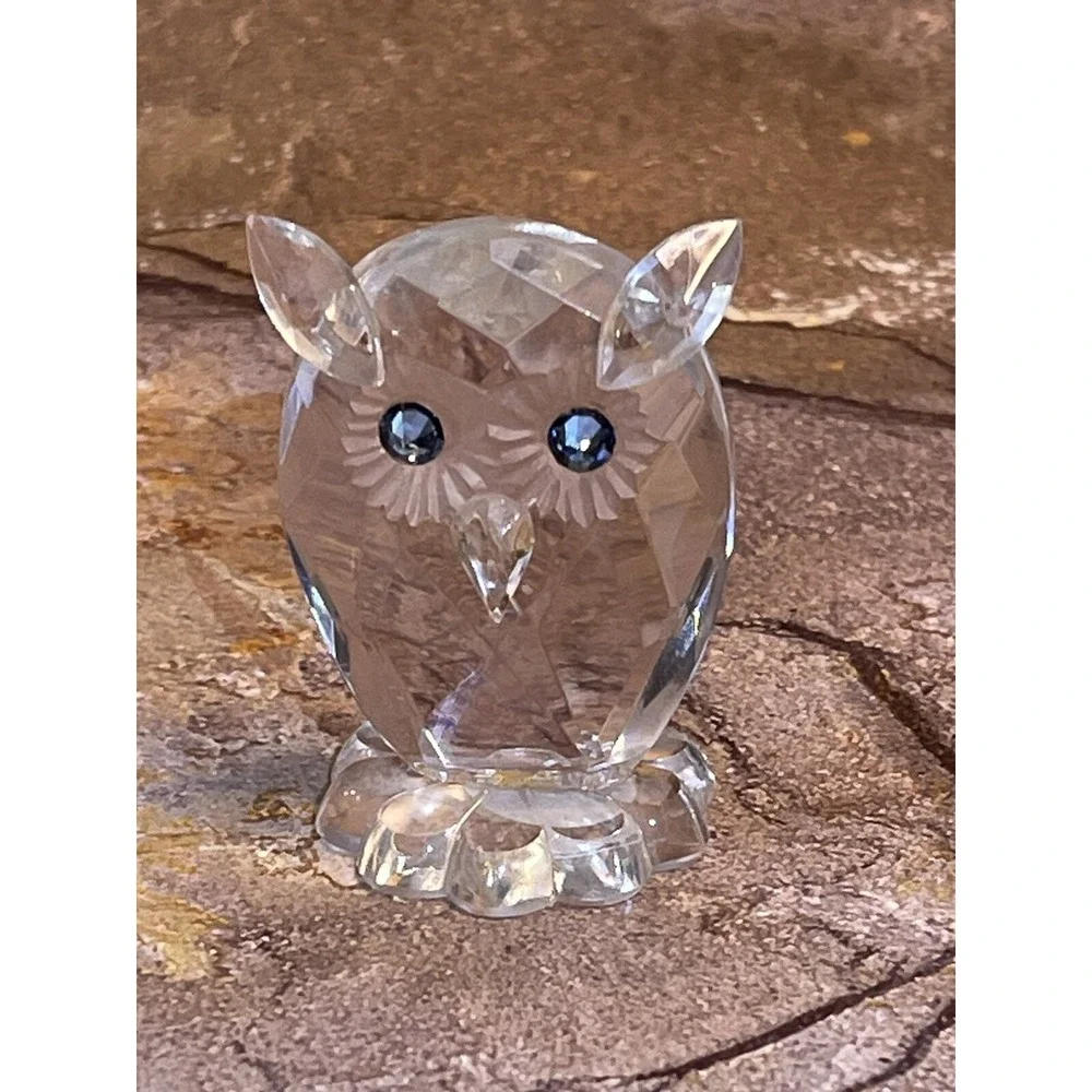 Sklarny Bydzov Crystal Glass Owl Figurine Crystal from Bohemia Handmade